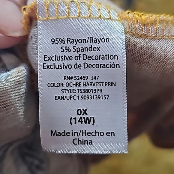 Blouse Bohemian Style Plus Size Multicolor Floral Ruffle Bottom Size 14W - Picture 6 of 7